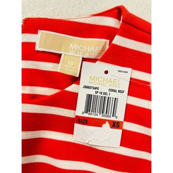 Michael Kors Coral Reef  Striped Long Sleeve Dress XS NWT - Picture 4 of 5